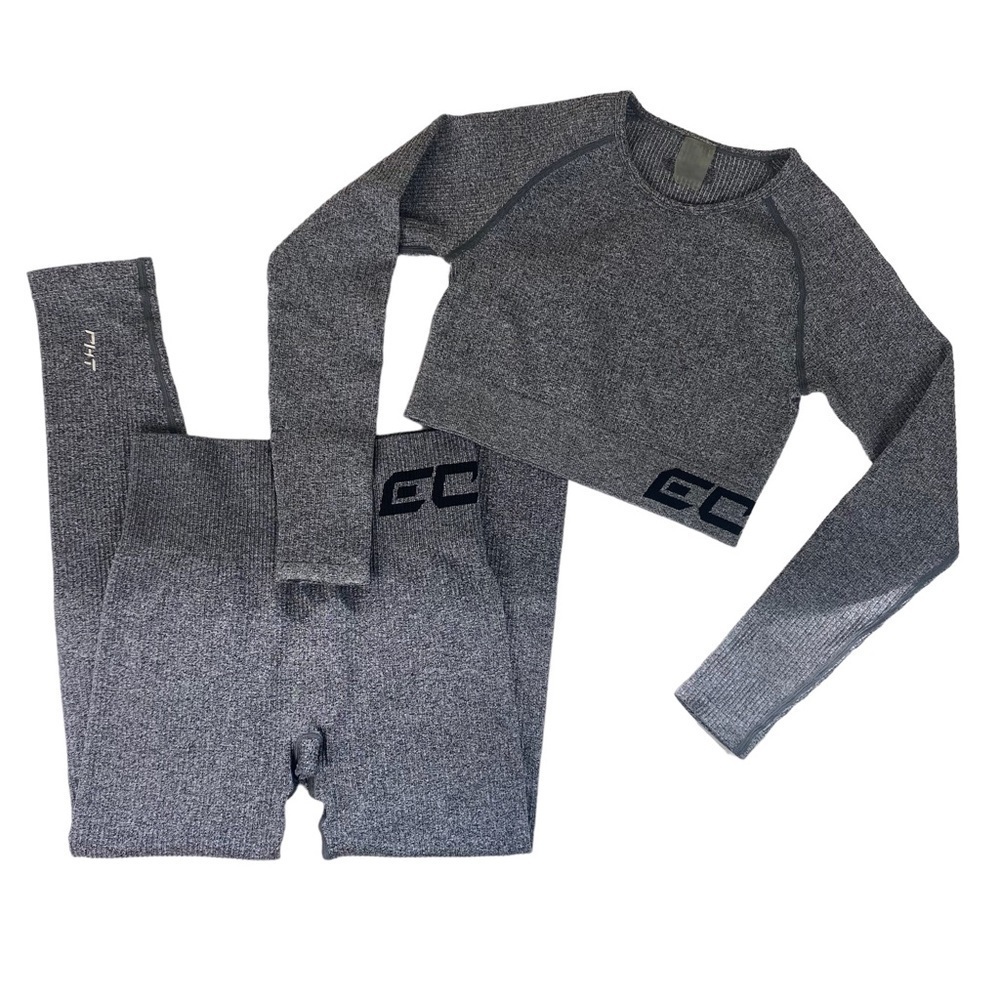 ECHT Gray Ribbed Leggings Set - Picture 2 of 16